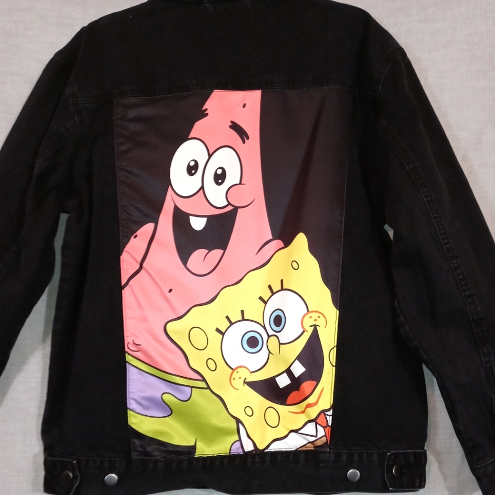 Black Denim Jacket Sponge Bob